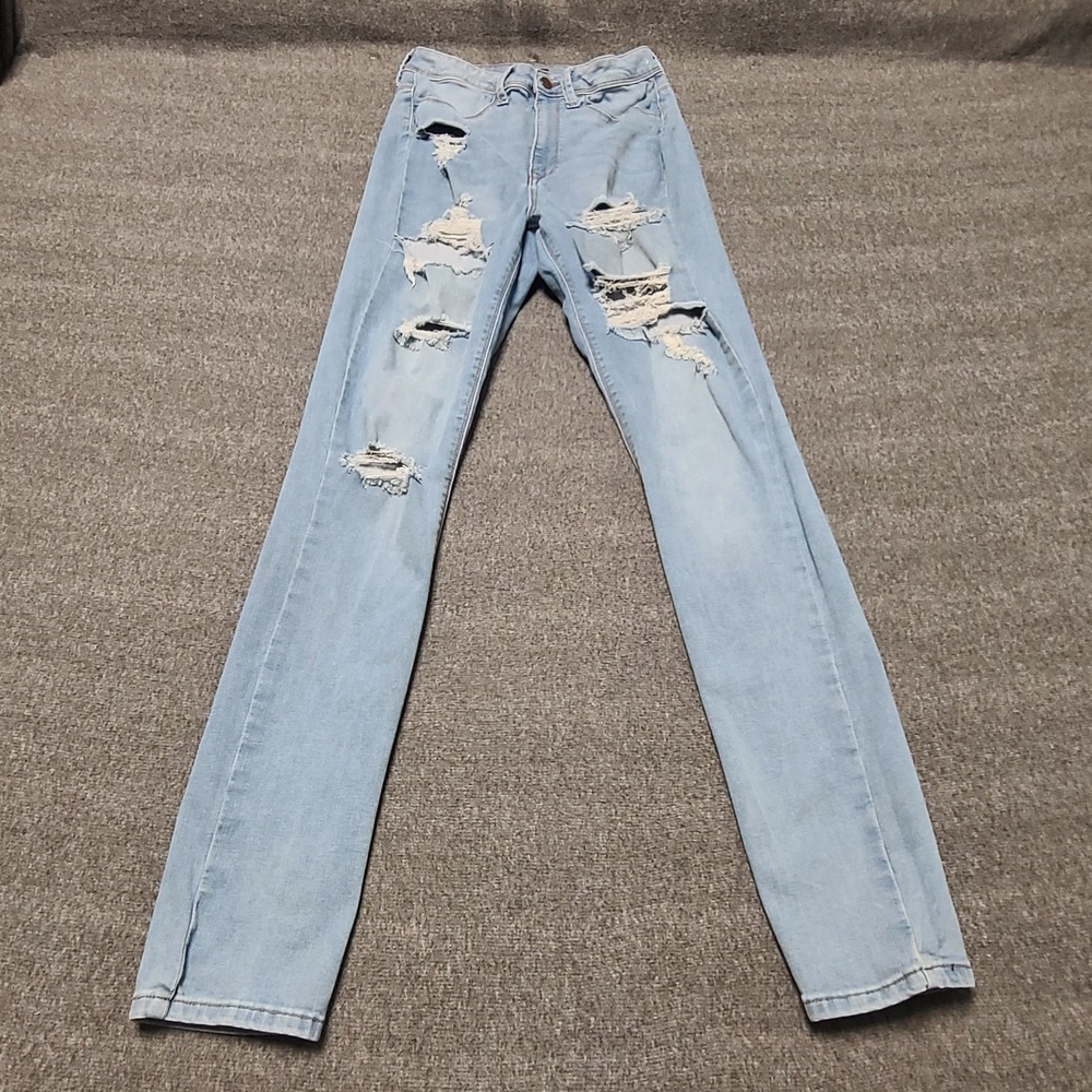 Fashion Nova Womens Jeans Light Wash Distressed Skinny High Rise Size 13